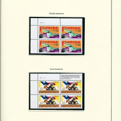 1995 US stamp collector sheet featuring Florida and Texas stamps