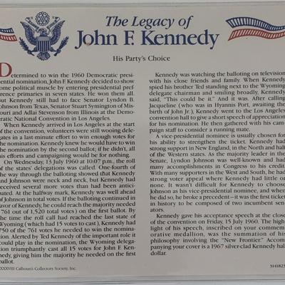 John F. Kennedy commemorative cover with coin