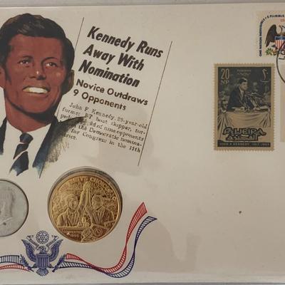 John F. Kennedy commemorative cover with coin