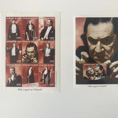 Bela Lugosi Dracula Souvenir Stamp Sheet & Set of 9 Stamps - Chad