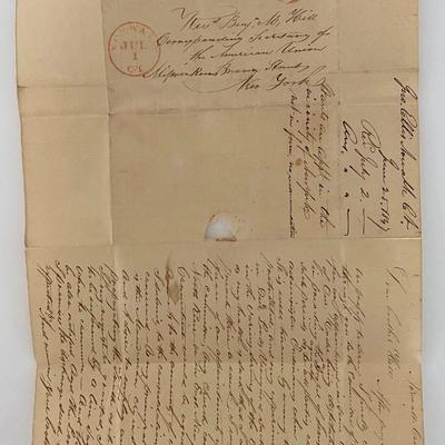 1847 Stampless letter - First Day of Postage