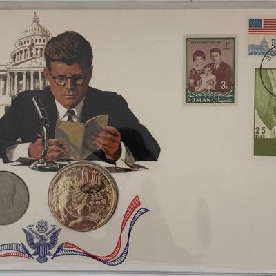 John F. Kennedy commemorative cover with coin