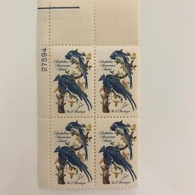 1963 5c John James Audubon Plate Block Stamps
