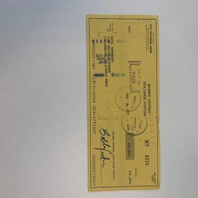 Bobby Vinton signed check