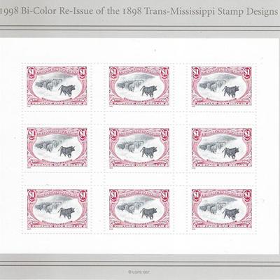 1998 Bi-Color Re-Issue of 1898 Trans-Mississippi stamp design sheet