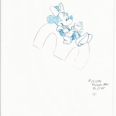Disney Minnie Mouse original hand drawn art for Parker Bros. Hasbro Crazy 8's card game