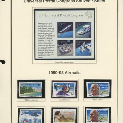 1989 Airmail Universal Postal Congress Souvenir Stamp Sheet & 1990-93 Airmails