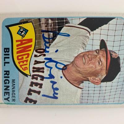 Bill Rigney signed baseball card