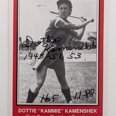 Dottie Kammie Kamenshek Signed Baseball Trading Card