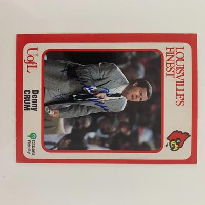 Denny Crum signed basketball card