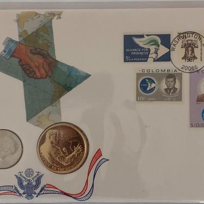 John F. Kennedy commemorative cover with coin
