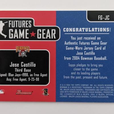 Jose Castillo Baseball Trading Card with 2003 Futures Game Worn Jersey Swatch - Bowman Futures # FG-JC 2004