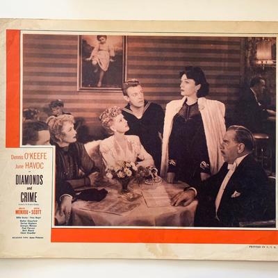 Diamonds and Crime original 1943 vintage lobby card