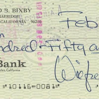 My Favorite Martian Wilfred Bixby signed check