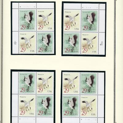 Bird stamps 4 plate blocks 16 x 29 cent stamps