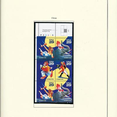 1993 US Circus stamp collector's sheet 6x29 cent stamps