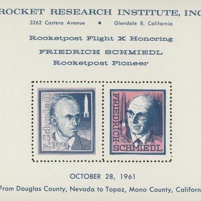 Friedrich Schmiedl Rocketpost Pioneer Commermorative Stamp Set