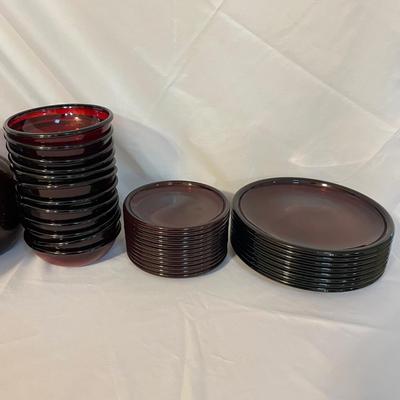 Eight Person Arcoroc Ruby Dish Set (LR-SS)
