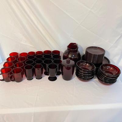 Eight Person Arcoroc Ruby Dish Set (LR-SS)