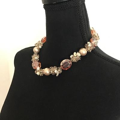 Beautiful vintage faceted glass bead statement necklace