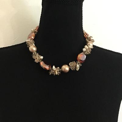 Beautiful vintage faceted glass bead statement necklace