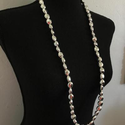 Vintage premier design, silver metallic bead necklace