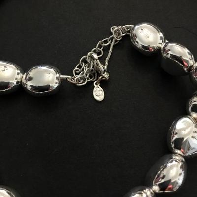 Vintage premier design, silver metallic bead necklace