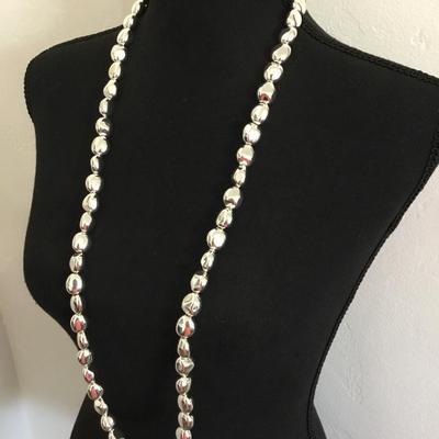 Vintage premier design, silver metallic bead necklace