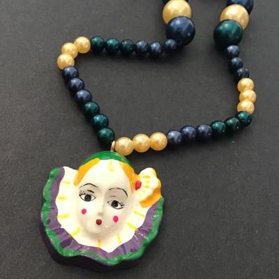 Vintage clown multicolored bead necklace