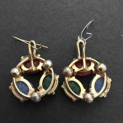 Vintage scarab stone earrings