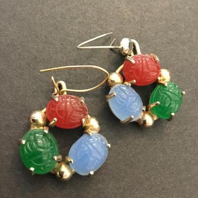 Vintage scarab stone earrings