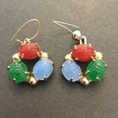 Vintage scarab stone earrings