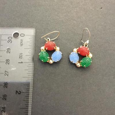 Vintage scarab stone earrings