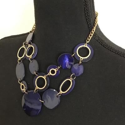 Beautiful cobalt, blue, gold tone, statement, necklace