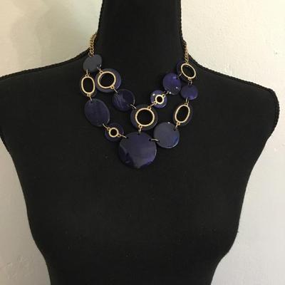 Beautiful cobalt, blue, gold tone, statement, necklace