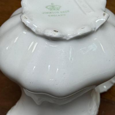 Vintage white China Lot: Coffee Pot, Teacups and Saucers, and More