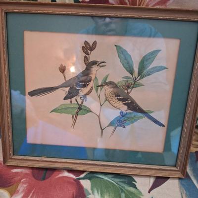 Teal bird painting