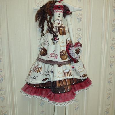 Angel Doll with Chocolate Theme Dress for Wall Hanging- Approx 15 3/4" Tall