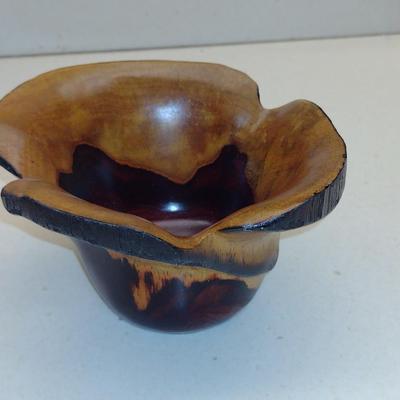 Hand Made Wooden Bowl/Dry Vase- Approx 5 1/2" in Diameter, 3 1/4" Tall