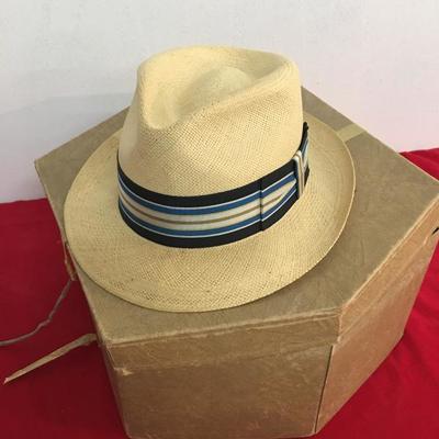 Stetson-Dobbs Borsolino Panama Straw Fedora Men's Hat Sz. 7 