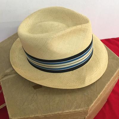 Stetson-Dobbs Borsolino Panama Straw Fedora Men's Hat Sz. 7 