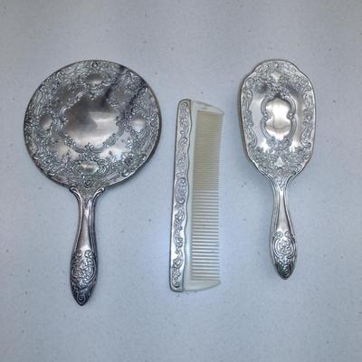 Comb, Brush, and Mirror Set