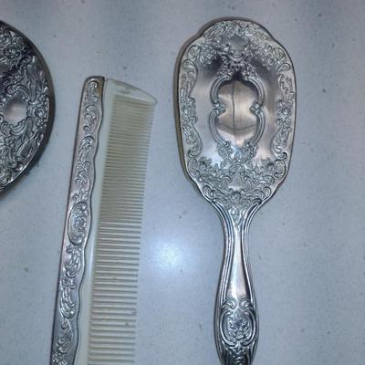 Comb, Brush, and Mirror Set
