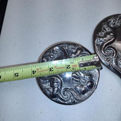 Hand Held Mirror and Powder Box with Lid