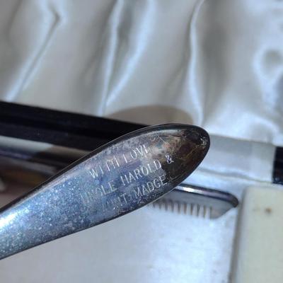 Sterling Silver Comb and Brush Set with Storage Box