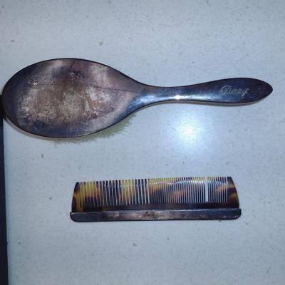 Sterling Silver Comb and Brush Set with Storage Box