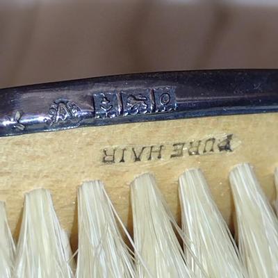 Sterling Silver Comb and Brush Set with Storage Box