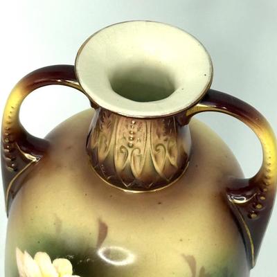 Vintage Nippon Style Cechoslovakia Hand Painted Floral Vase