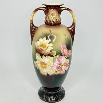Vintage Nippon Style Cechoslovakia Hand Painted Floral Vase