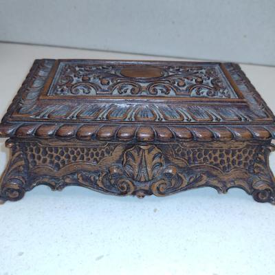Ornately Designed Storage Box- Approx 7" x 4" x 2" Tall